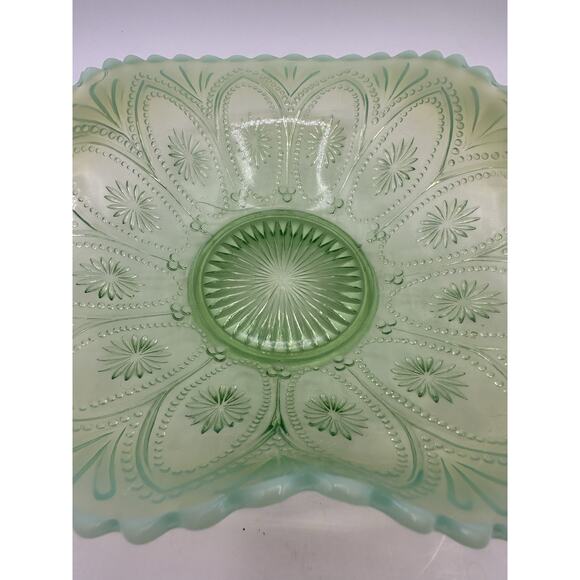 Northwood Spokes and Wheels Green Opalescent Novelty Bowl - Picture 6 of 8